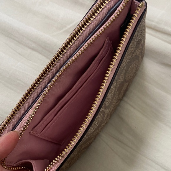 Coach Signature Brown and Pink Wristlet - Picture 7 of 8